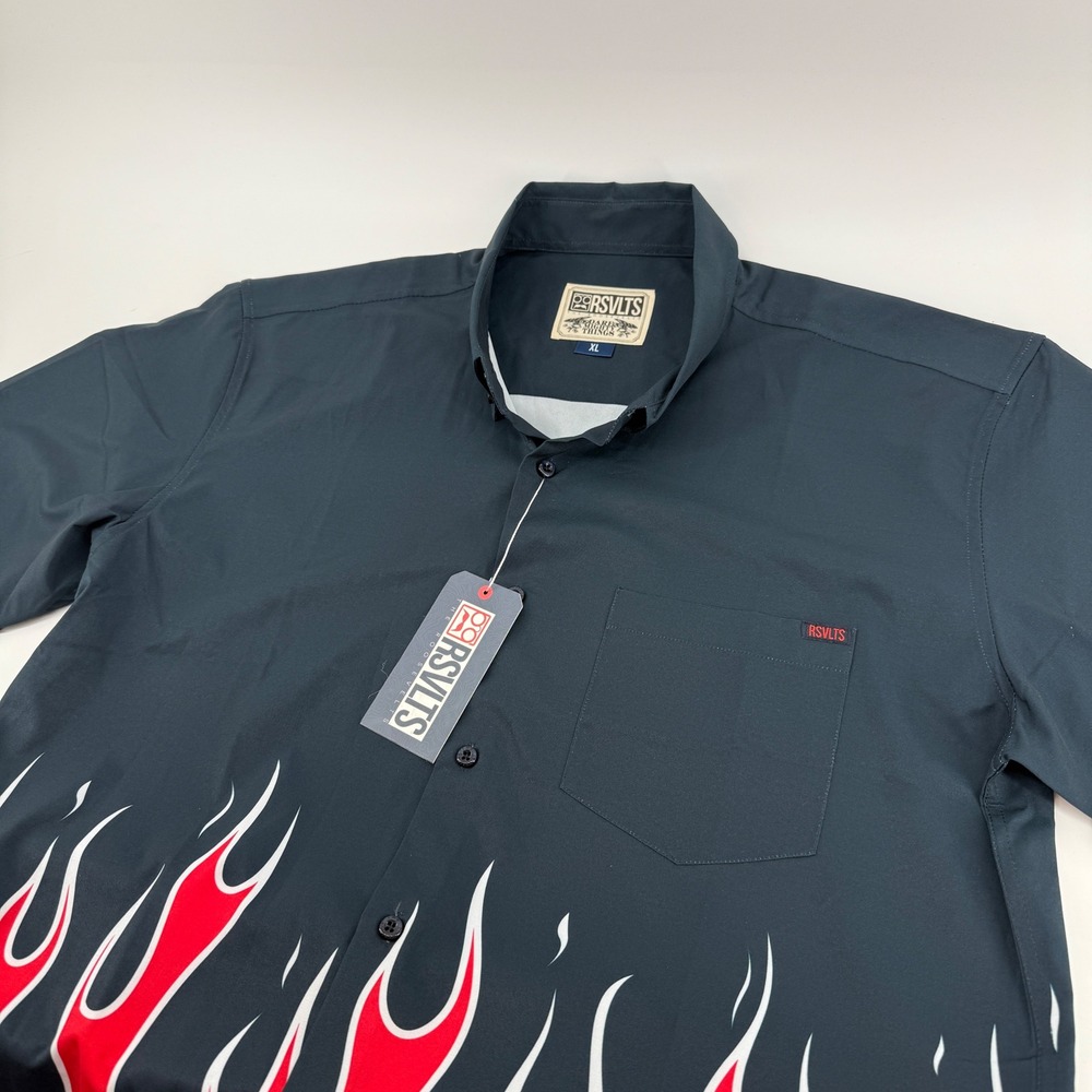 RSVLTS Dare Mighty Things The Roosevelts Black Red Flames Mens XL NWT